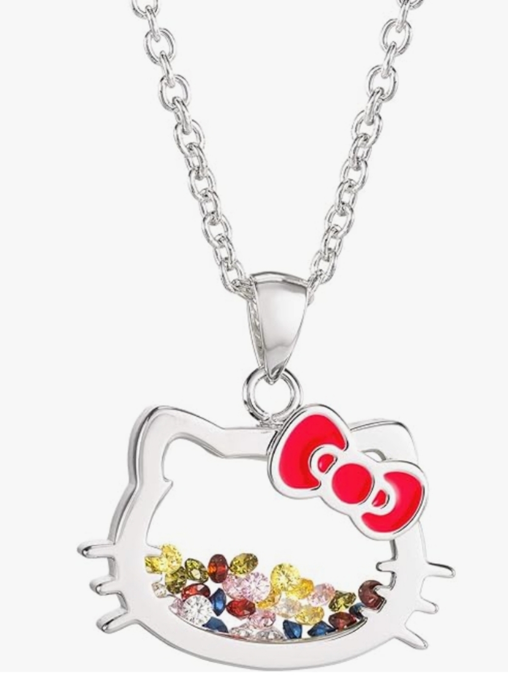 Hello Kitty Sanrio Womens Shaker Pendant Necklace 18" Silver Plated Necklace